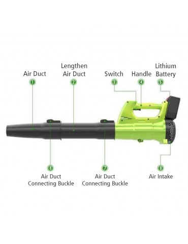 Cordless Leaf Blower with 21V Battery Charger Variable Speed Lightweight for Lawn Care Snow Blowing and Cleaning Debris and Dust US Plug