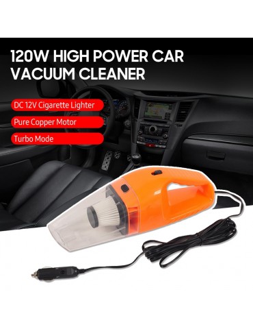 12V 120W Car Vacuum Cleaner Built-in HEPA Filter High Power Mini Handheld Vacuum with 3 Attachments 16 Ft Cord Well-equipped Car Cleaning Kit