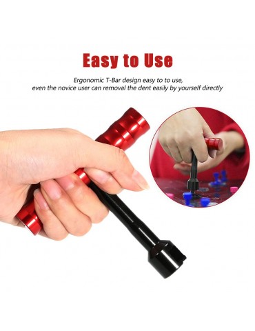 Paintless Dent Repair Tools Kit 1Pcs Red Dent Puller Removal Tool with 10Pcs Plastic Glue Tabs and 1Pcs Glass Lifter Car Suction Cup Vacuum Glass Lifter