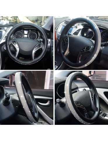 Novel Shinning Crystal Car Steering Wheel Cover Soft Leather with Beautiful Rhinestones Cool Auto Accessories