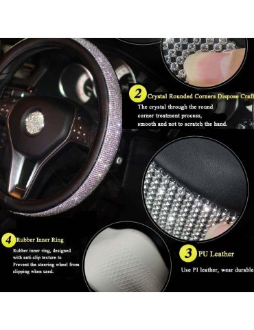 Novel Shinning Crystal Car Steering Wheel Cover Soft Leather with Beautiful Rhinestones Cool Auto Accessories