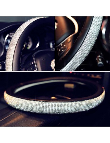 Novel Shinning Crystal Car Steering Wheel Cover Soft Leather with Beautiful Rhinestones Cool Auto Accessories