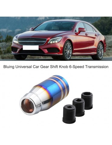 Aluminium Alloy Bluing Universal Car Gear Shift Knob Shifter Lever with Mounting Adapters 5-Speed Transmission