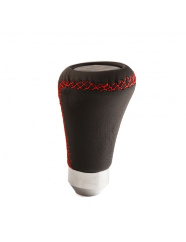 Car Manual Gear Shift Knob Shifter Leather Black Red Stitch 6 Speed Universal