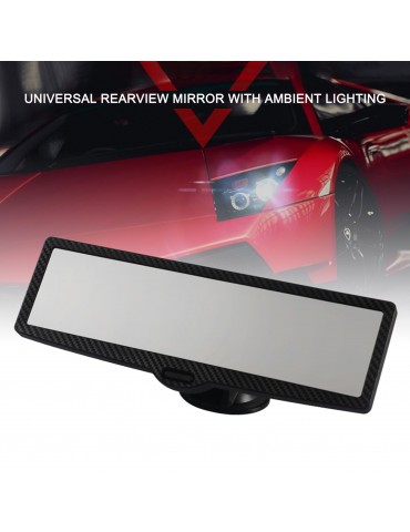 Anti Glare Rear View Mirror, Suction Cup Universal Rearview Mirror with Ambient Lighting, 360°Adjustable for Car Truck, 248*70mm