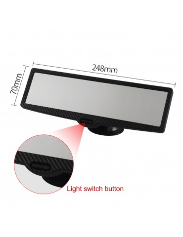 Anti Glare Rear View Mirror, Suction Cup Universal Rearview Mirror with Ambient Lighting, 360°Adjustable for Car Truck, 248*70mm