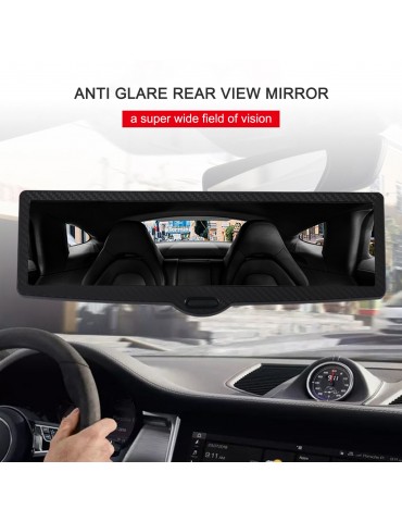 Anti Glare Rear View Mirror, Suction Cup Universal Rearview Mirror with Ambient Lighting, 360°Adjustable for Car Truck, 248*70mm