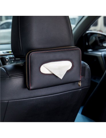 Leather Car Visor Tissue Holder Zipper Tissue Box Paper Towel Cover Case for Car Truck Decoration