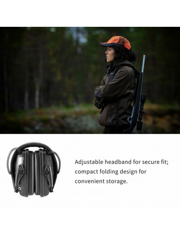 Anti-Noise Impact Ear Protector Electronic Noise Reduction Ear Muffs Professional Noise Cancelling Ear Defenders for Construction Work Shooting Range Hunting