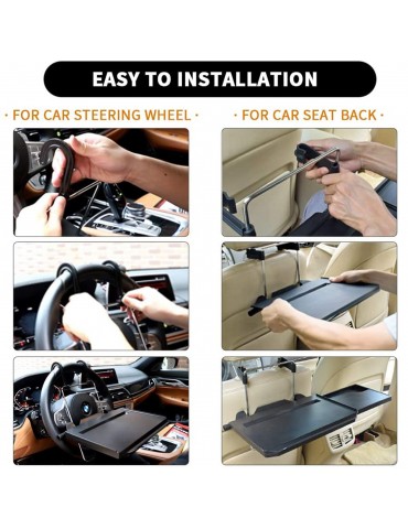 Universal Car Steering Wheel Seat Tray Desk Travel Table Laptop, Tablet Desk Headrest Tray for Working Writing Eating