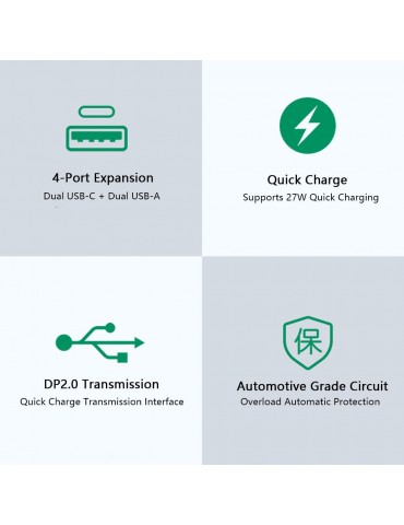 4 in 1 USB Hub Center Console Docking Station Quick Charge Multiport Hub Adapter with LED Light Replacement for Tesla Model 3 Model Y