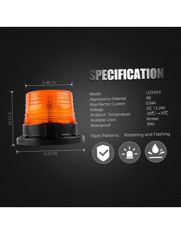 LED Strobe Light Emergency Warning Flash Beacon Light with Magnetic Base for Truck Vehicle School Bus