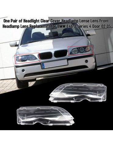 One Pair of Headlight Clear Cover Headlamp Lense Lens Front Headlamp Lens Replacemnt for BMW E46 3-series 4 Door 02-05