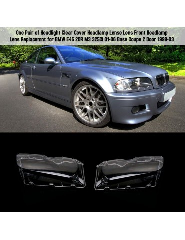 One Pair of Headlight Clear Cover Headlamp Lense Lens Front Headlamp Lens Replacemnt for BMW E46 2DR M3 325Ci 01-06 Base Coupe 2 Door 1999-03