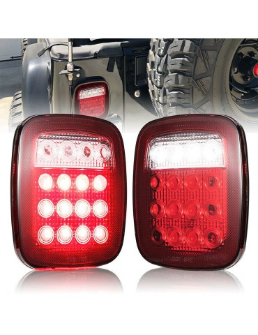 2Pcs Tail Lights 16L-EDs Brake Reverse Turn Signal Lamp for RV V-ans Truck Trailer J-eep SUV