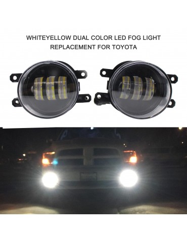 2pcs Fog Light Lamp White/Yellow Dual Color LED Bumper Driving Fog lamp Replacement For Toyota