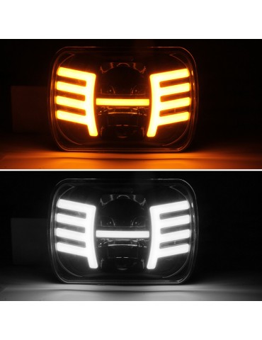 1pc LED Rectangular Headlight Projector 7x6 5x7 inch Sealed Beam Replacement Hi/Lo Beam DRL Headlamp Bulb Replacement for Wrangler