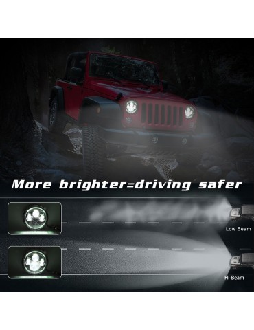 1pc 7 Inch Round Shaped LED Front Headlight Replacement For Jeep Wrangler JK LJ TJ CJ Motorcycles Headlight