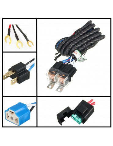 12V Car H4 Headlight Relay Wiring Harness Ceramic Lampholder Big Lamp Brilliance Intensifier