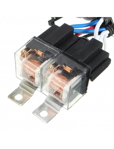 12V Car H4 Headlight Relay Wiring Harness Ceramic Lampholder Big Lamp Brilliance Intensifier