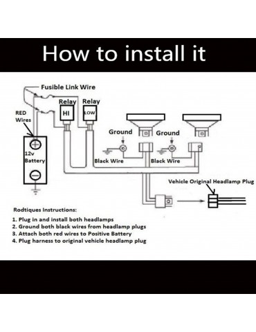 12V Car H4 Headlight Relay Wiring Harness Ceramic Lampholder Big Lamp Brilliance Intensifier