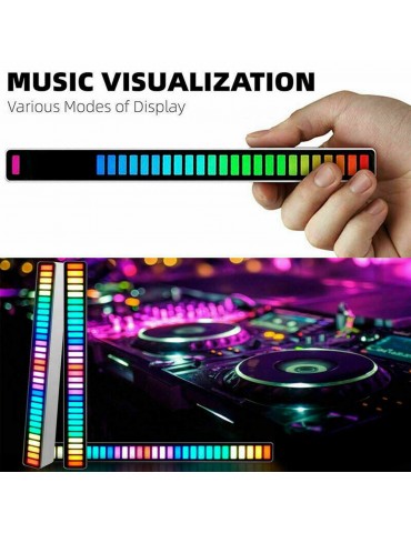 32 Bit RGB Sound Field Pickup Ambient Light Voice Activated Pickup Rhythm Light Sound Reactive LED Light Bar Colorful Fashionable BT Control Lamp Bar for Car Home Office Decoration