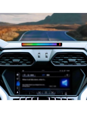 32 Bit RGB Sound Field Pickup Ambient Light Voice Activated Pickup Rhythm Light Sound Reactive LED Light Bar Colorful Fashionable BT Control Lamp Bar for Car Home Office Decoration