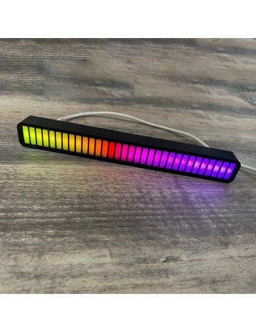 32 Bit RGB Sound Field Pickup Ambient Light Voice Activated Pickup Rhythm Light Sound Reactive LED Light Bar Colorful Fashionable BT Control Lamp Bar for Car Home Office Decoration