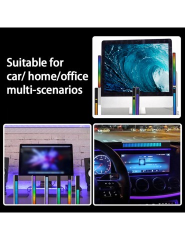 32 Bit RGB Sound Field Pickup Ambient Light Voice Activated Pickup Rhythm Light Sound Reactive LED Light Bar Colorful Fashionable BT Control Lamp Bar for Car Home Office Decoration