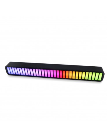 32 Bit RGB Sound Field Pickup Ambient Light Voice Activated Pickup Rhythm Light Sound Reactive LED Light Bar Colorful Fashionable BT Control Lamp Bar for Car Home Office Decoration