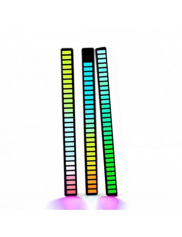 32 Bit RGB Sound Field Pickup Ambient Light Voice Activated Pickup Rhythm Light Sound Reactive LED Light Bar Colorful Fashionable BT Control Lamp Bar for Car Home Office Decoration