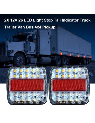 2X 12V 26 LED Light Stop Tail Indicator Truck Trailer Van Bus 4x4 Pickup