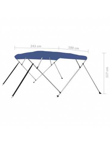  4 Bow Bimini Top Blue 243x180x137 cm