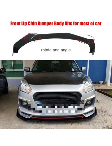 Black  Universal 3Pieces Car Front Lip Chin Bumper Body Kits For Honda For Civic