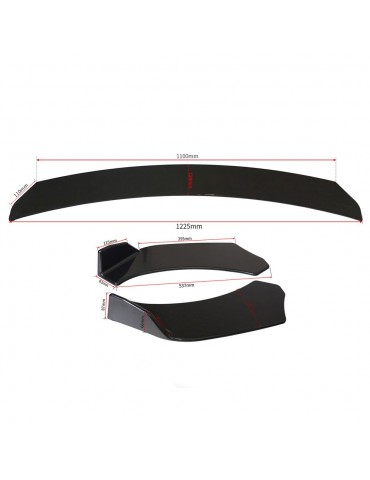 Black  Universal 3Pieces Car Front Lip Chin Bumper Body Kits For Honda For Civic