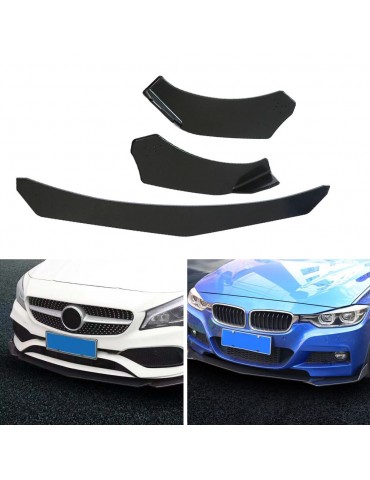 Black  Universal 3Pieces Car Front Lip Chin Bumper Body Kits For Honda For Civic