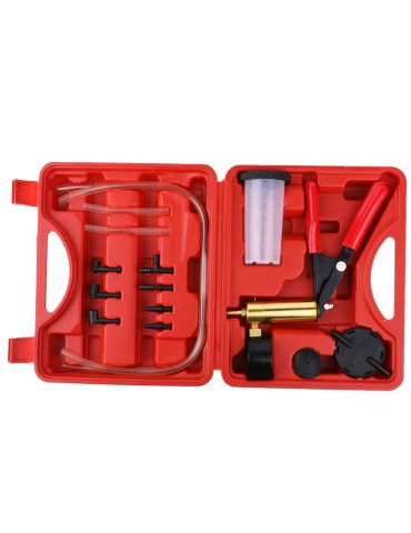 17pcs Professional Car Auto Hand Held Vacuum Pressure Pump Brake Bleeder Adaptor Fluid Reservoir Tester Vacuum Bleeding Test Kits Kits 2 in 1 Tool Kit Vacuum Tester