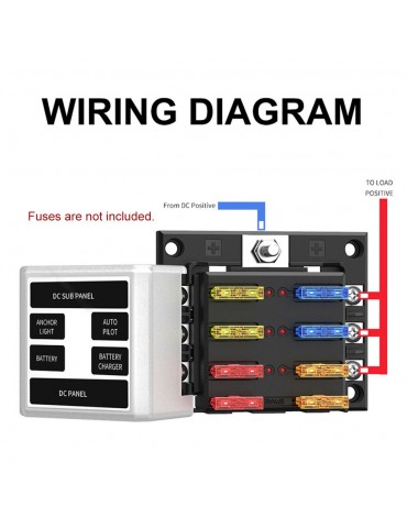 6 Way Blade Fuse Block Fuse Holder Box New 6 Circuit ATP/ATC/ATO with LED Indicator Adjustable 180 Degree Rotating Cover for Dual-use(Fuses not Included) Replacement for Car Truck Motorcycle Minibus