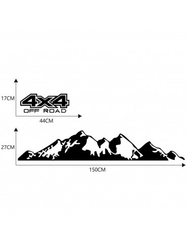 Car Stickers 4X4 Off Road(44*17cm)+Mountain Graphic Decal(150*27cm) Sticker for Car Truck Exterior Accessories