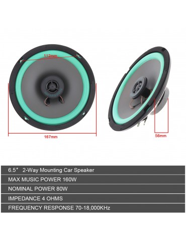 1Pcs 6.5 Inch 100W Car HiFi Coaxial Speaker Vehicle Door Auto Audio Music Stereo Full Range Frequency Speakers for Cars