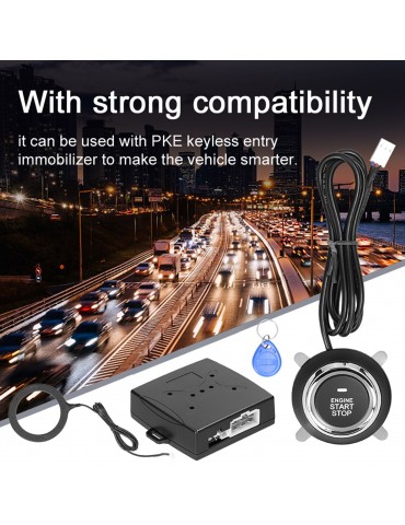 Universal RFID Car Alarm System Intelligent Engine Starts Stop Push Button ID Card Keyless Entry Anti-Theft System 12.0V