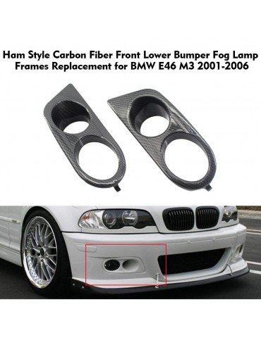 Ham Style Air Duct Fog Light Covers Carbon Fiber Front Lower Bumper Fog Lamp Frames Replacement for BMW E46 M3 2001-2006