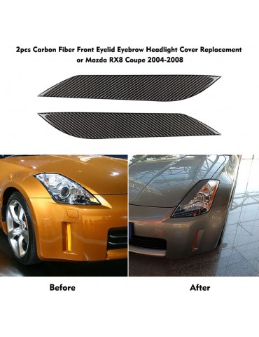 2pcs Carbon Fiber Front Eyelid Eyebrow Headlight Cover Replacement for NISSAN 03-08 350Z Z33