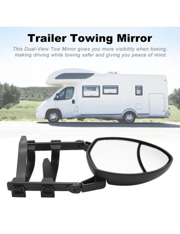 Universal Clip-On Towing Mirror Caravan Trailer Towing Oval Extension Mirror, Convex (Dual View) Fit for Volvo V70, 1pcs