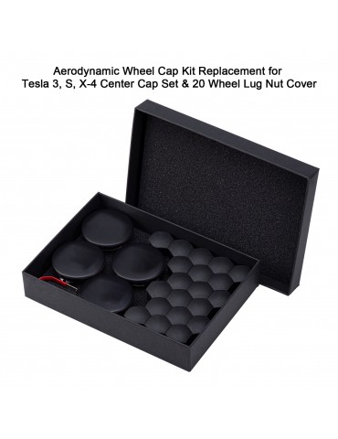 Aerodynamic Wheel Cap Kit Replacement for Tesla 3, S, X-4 Center Cap Set & 20 Wheel Lug Nut Cover