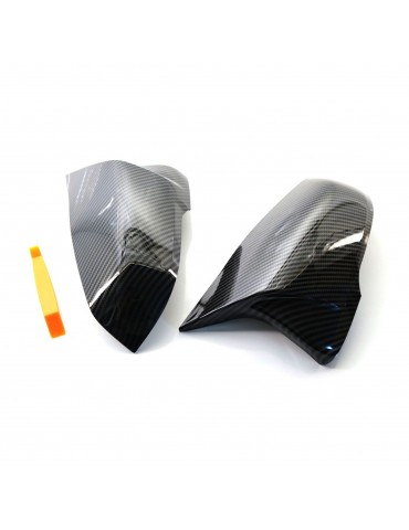 Left & Right Side Mirror Cover One Pair Carbon Fiber Side Door Wing Mirror Cap Covers Rear Mirror Cover Replacement for BMW 1 Series F52 X1 F48 F49 16-19