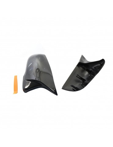 Left & Right Side Mirror Cover One Pair Carbon Fiber Side Door Wing Mirror Cap Covers Rear Mirror Cover Replacement for BMW 1 Series F52 X1 F48 F49 16-19