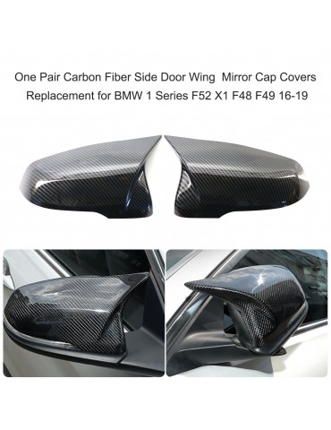 Left & Right Side Mirror Cover One Pair Carbon Fiber Side Door Wing Mirror Cap Covers Rear Mirror Cover Replacement for BMW 1 Series F52 X1 F48 F49 16-19