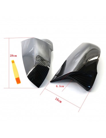 Left & Right Side Mirror Cover One Pair Carbon Fiber Side Door Wing Mirror Cap Covers Rear Mirror Cover Replacement for BMW 1 Series F52 X1 F48 F49 16-19