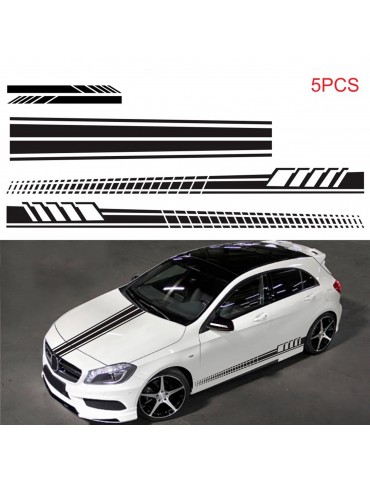 5Pcs  Car Stickers Body Sticker Decals Stripes Car Side Door Body Hood Rearview Mirror Decal Stickers Set Racing